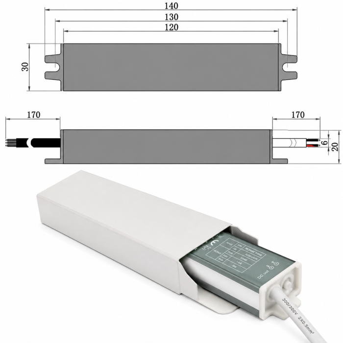 Трансформатор  12V DC 20W Закрытый