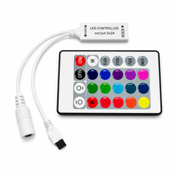 RGB MINI КОНТРОЛЛЕР C ПУЛЬТОМ 72W12V-M3Q-IR24-MINI